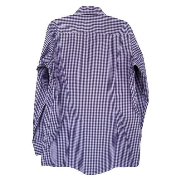 Eton Contemporary Fit Button Dress Shirt Size 42 Neck 16.5 Cotton Purple Check - Picture 4 of 7